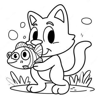 Big The Cat With Fish Coloring Page 43534-34409