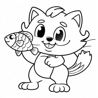 Big The Cat With Fish Coloring Page 43534-34410