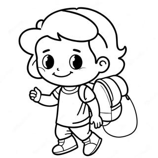 Écolier Joyeux Avec Un Sac À Dos - Page À Colorier 43604-34457