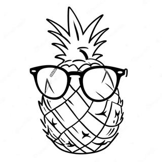 Sød Ananas Med Solbriller Farvelægningsside 4361-3474