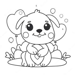 Cute Puppy With Heart Balloons Coloring Page 43634-34489