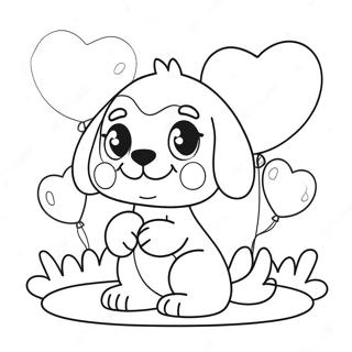 Cute Puppy With Heart Balloons Coloring Page 43634-34490