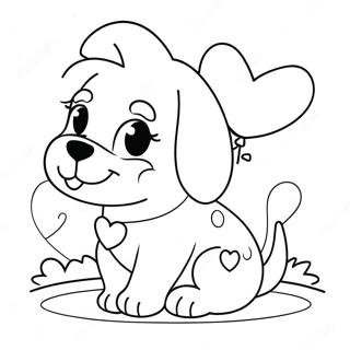 Cute Puppy With Heart Balloons Coloring Page 43634-34491