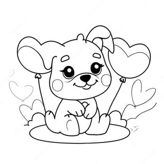 Cute Puppy With Heart Balloons Coloring Page 43634-34492