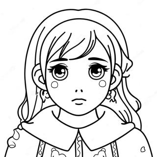 Sad Anime Girl With Tears Coloring Page 43893-34678