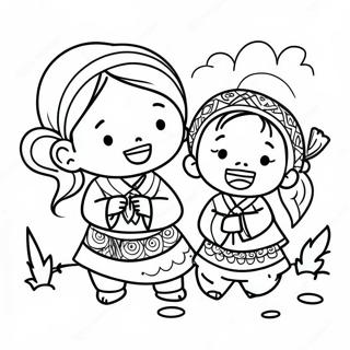 Página Para Colorear Niños Hmong Jugando 43954-34745