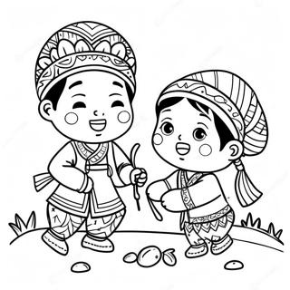 Página Para Colorear Niños Hmong Jugando 43954-34747