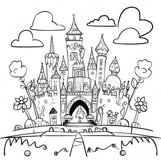 Colorful It's A Small World Scene Coloring Page 44004-34786