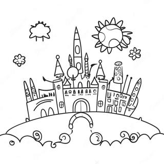 Colorful It's A Small World Scene Coloring Page 44004-34788