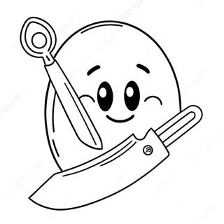 Cartoon Knife With Smiley Face Coloring Page 44044-34819