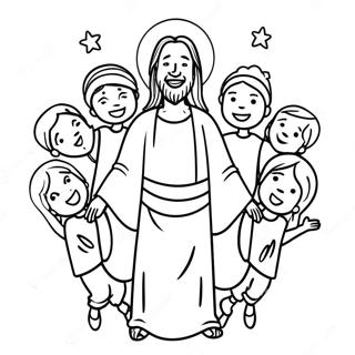 Joyful Jesus With Children Coloring Page 44254-35001