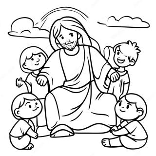 Joyful Jesus With Children Coloring Page 44254-35002