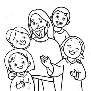 Joyful Jesus With Children Coloring Page 44254-35003