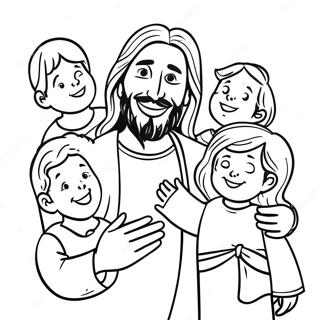 Joyful Jesus With Children Coloring Page 44254-35004