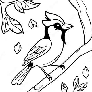 Colorful Blue Jay In A Tree Coloring Page 44264-34988