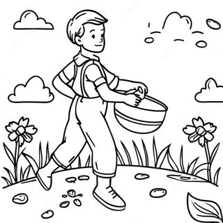 Colorful Sower Spreading Seeds Coloring Page 44324-35026