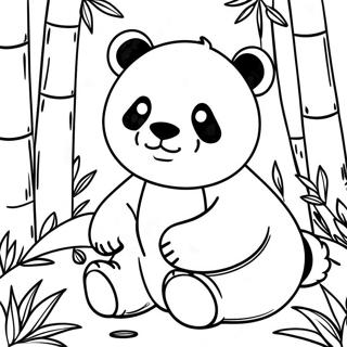 Cute Panda Among Bamboo Coloring Page 44344-35065