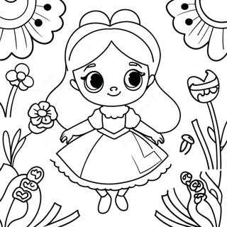 Alice In Wonderland Colorful Flowers Coloring Page 44353-35064