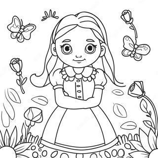 Charming Alice With Enchanted Flowers Coloring Page 44354-35074