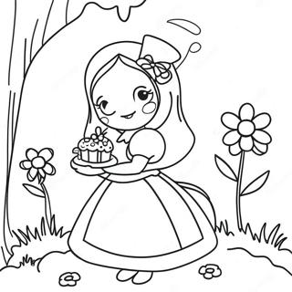 Charming Alice With Enchanted Flowers Coloring Page 44354-35076