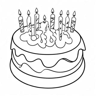 Colorful 4th Birthday Cake Coloring Page 44424-35121