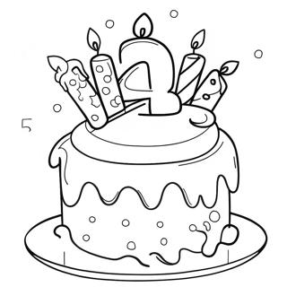 Colorful 4th Birthday Cake Coloring Page 44424-35122