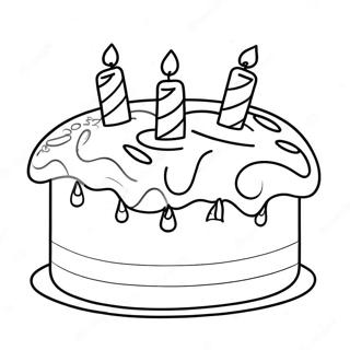 Colorful 4th Birthday Cake Coloring Page 44424-35123