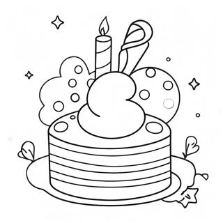 Colorful 4th Birthday Cake Coloring Page 44424-35124