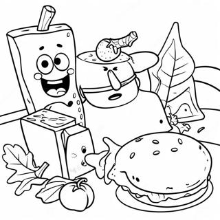 Spongebob Thanksgiving Feast Coloring Page 44453-35133