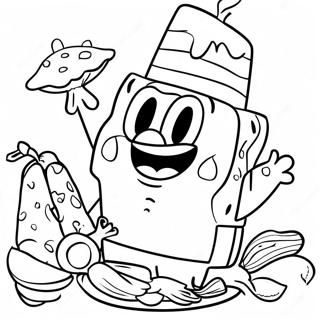 Spongebob Thanksgiving Feast Coloring Page 44453-35136