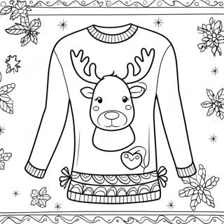 Ugly Christmas Sweater With Reindeer Coloring Page 4450-3554