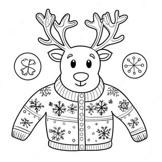 Ugly Christmas Sweater With Reindeer Coloring Page 4450-3555