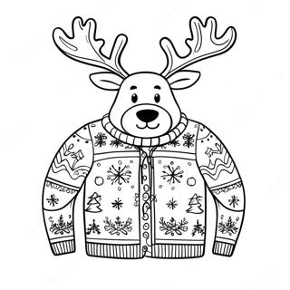 Ugly Christmas Sweater With Reindeer Coloring Page 4450-3556