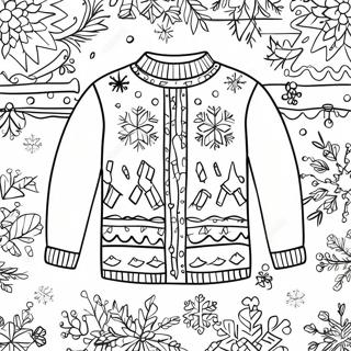 Festive Ugly Christmas Sweater With Snowflakes Coloring Page 4451-3546