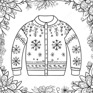 Festive Ugly Christmas Sweater With Snowflakes Coloring Page 4451-3548