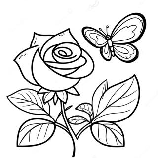 Rose And Butterfly Coloring Pages