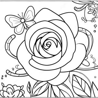 Rose And Butterfly Coloring Page 44543-35206