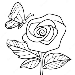 Rose And Butterfly Coloring Page 44543-35207