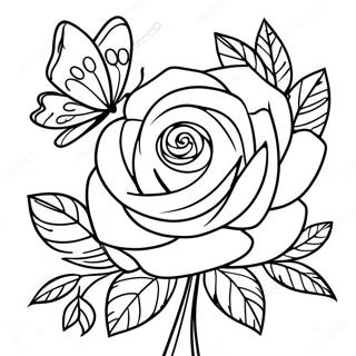 Rose And Butterfly Coloring Page 44543-35208