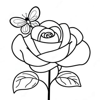 Elegant Rose With Colorful Butterfly Coloring Page 44544-35238