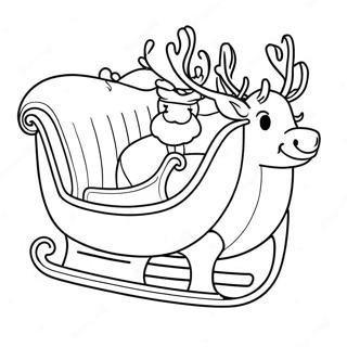 Santa Sleigh And Reindeer Coloring Pages