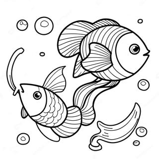 金魚スイミングスクール 塗り絵ページ