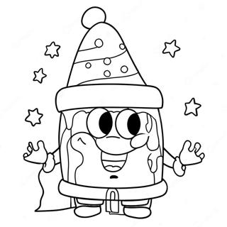 Feestelijke Spongebob Met Kerstmuts Kleurplaat 44804-35415