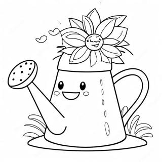 Cute Watering Can With Flowers Coloring Page 44844-35435