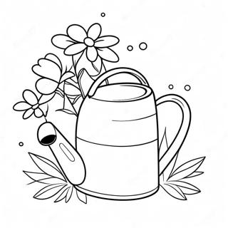 Cute Watering Can With Flowers Coloring Page 44844-35436