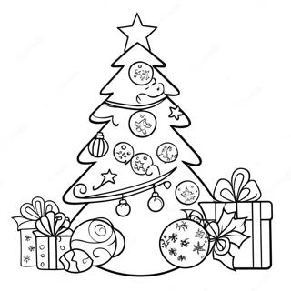 Festive Christmas Tree With Ornaments Coloring Page 44874-35476