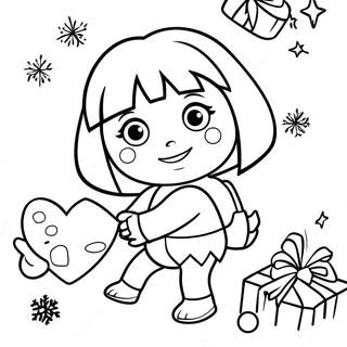 Dora Christmas Coloring Page 44893-35469