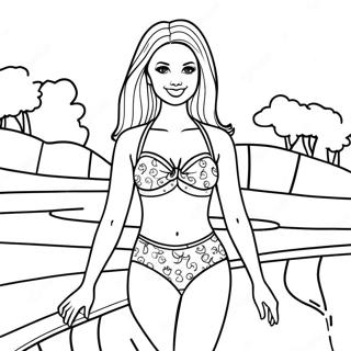 Pagina Da Colorare Di Barbie In Un Costume Da Bagno Colorato 44934-35521