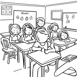 Back To School 3rd Grade Classroom Coloring Page 44983-35583