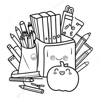 Cheerful Back To School Supplies Coloring Page 44984-35597